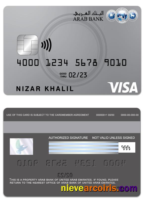 United Arab Emirates Arab Bank visa classic credit card